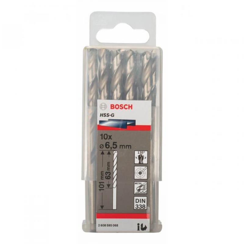 Bộ mũi khoan sắt 10 mũi 6.5mm HSS-G Bocsh 2608595068